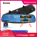 Retrovisor Integrado 4.3 polegadas -  Gravador Câmera Frontal + Câmera Traseira + Sensor de Movimento