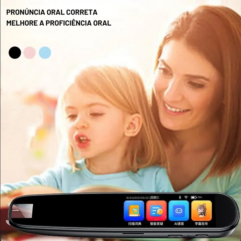 🖊️ Caneta Tradutora Inteligente A15 | Scanner de Texto com Voz | Tradução em 112 Idiomas | Leitura para Dislexia e Autismo | Wi-Fi + Bluetooth | Tela Touch