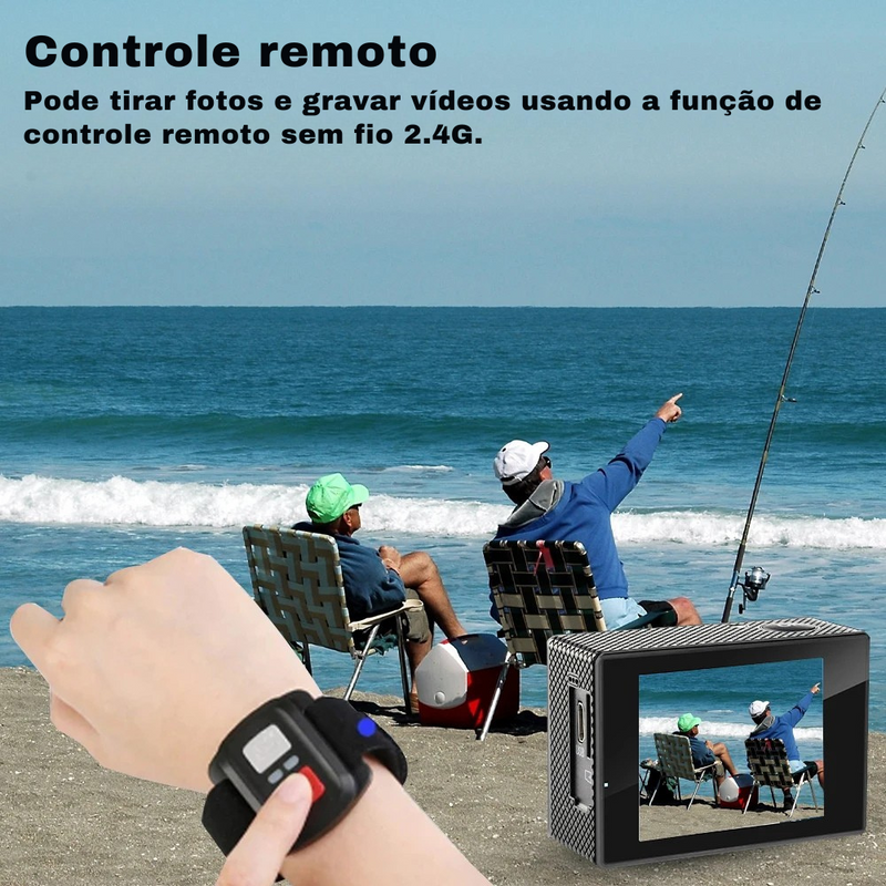 🎥 Câmera Esportiva Wi-Fi à Prova d’Água | 1080P 30FPS | Tela 2.0” | 170º Grande Angular | Mini Action Cam para Esportes Radicais