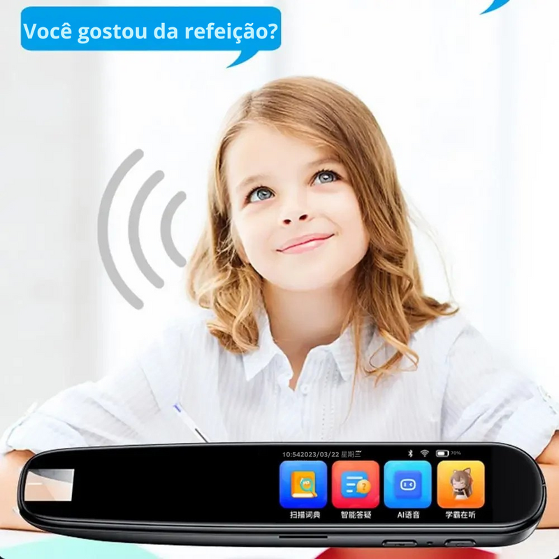🖊️ Caneta Tradutora Inteligente A15 | Scanner de Texto com Voz | Tradução em 112 Idiomas | Leitura para Dislexia e Autismo | Wi-Fi + Bluetooth | Tela Touch