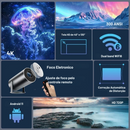 🎥 Projetor Portátil  HY300 Plus 2025 | Android 11 | 4K Suportado | 9500 Lúmens | Wi-Fi 6 + Bluetooth 5.0 | Keystone Automático | Mini Cine em Casa