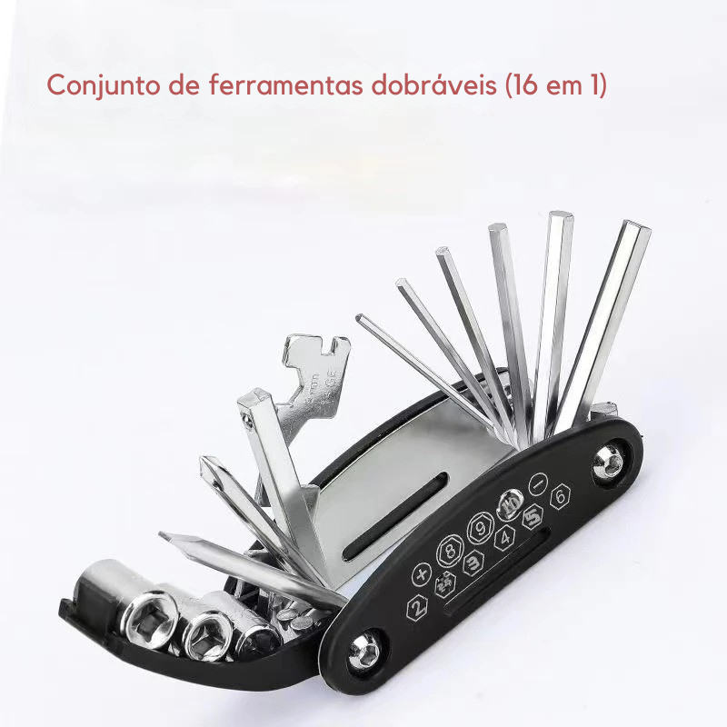 Conjunto de ferramentas multifuncional 16 em 1 (Motocicletas, Bicicletas e uso Doméstico)