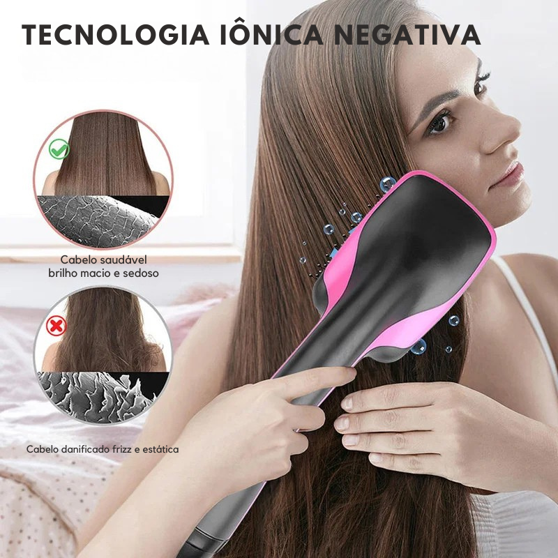 Escova Modeladora Elétrica 4 em 1 – Volume, Alisamento e Brilho