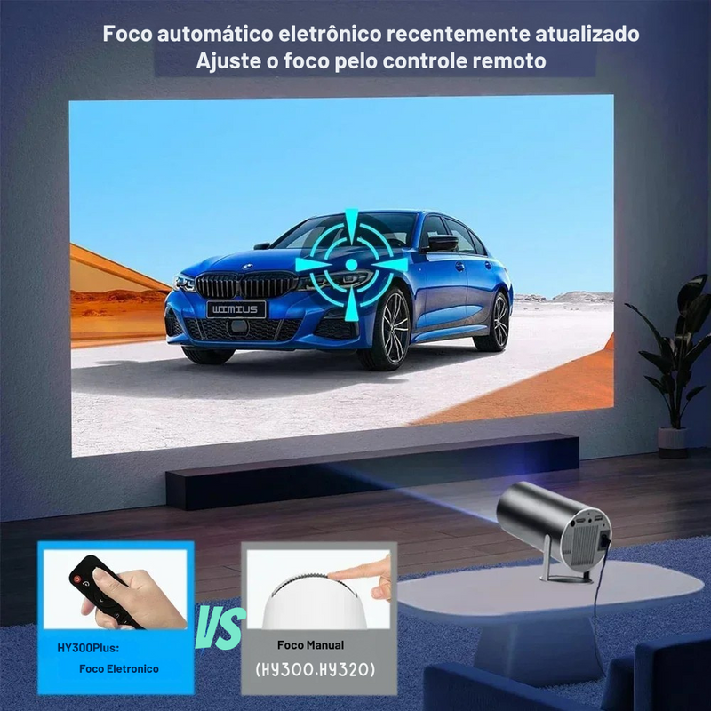 🎥 Projetor Portátil  HY300 Plus 2025 | Android 11 | 4K Suportado | 9500 Lúmens | Wi-Fi 6 + Bluetooth 5.0 | Keystone Automático | Mini Cine em Casa