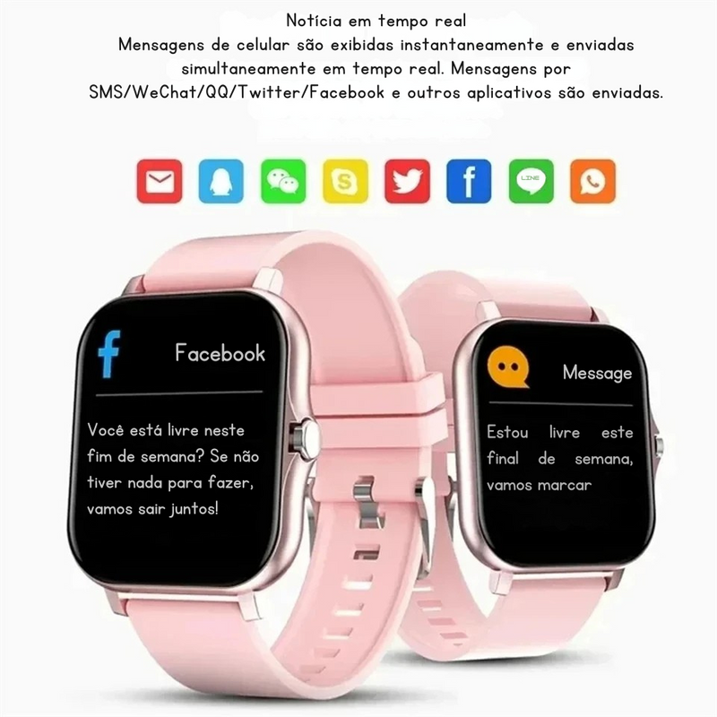 Smartwatch 2024 – Tela Full Touch, Chamadas Bluetooth, Monitoramento Fitness