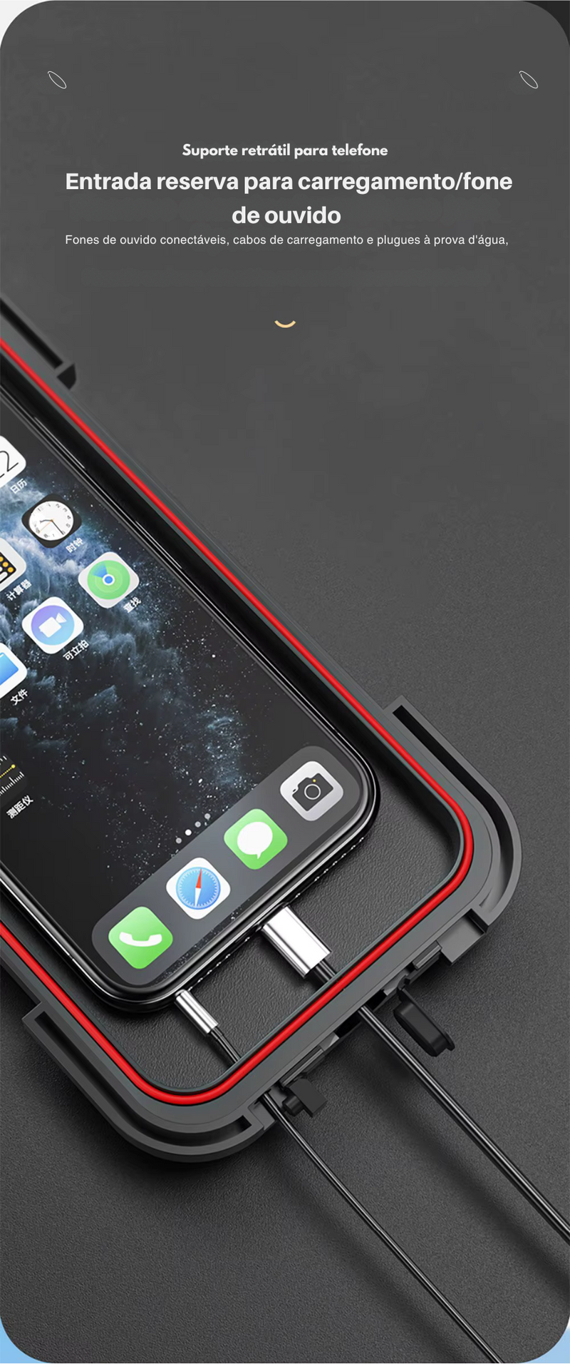 Suporte de celular para motocicleta - A prova d'água - Universal - Rotação 360º