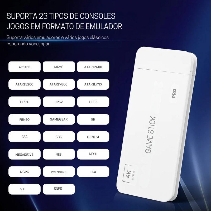 🎮 Console Retrô M15 4K Game Stick – 20.000 Jogos na Memória | Duplo Controle Sem Fio 2.4G | HDMI Plug & Play