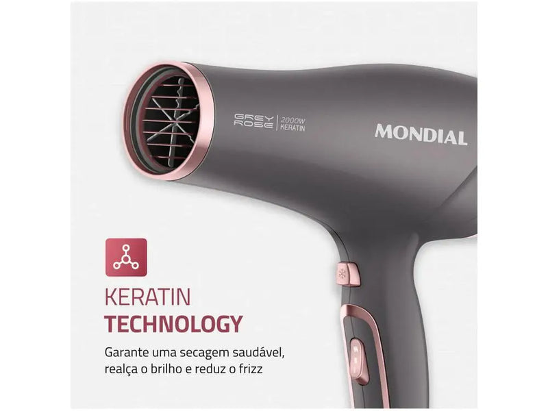 Secador Mondial Keratin Graphite e Rosé - Hair Dryer - 220V