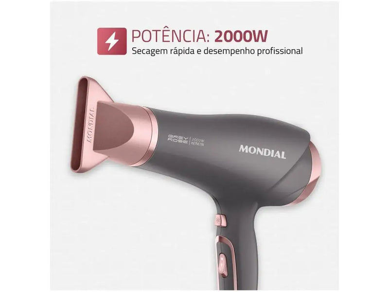 Secador Mondial Keratin Graphite e Rosé - Hair Dryer - 220V