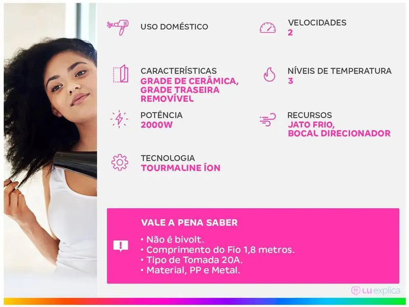 Secador Mondial Keratin Graphite e Rosé - Hair Dryer - 220V