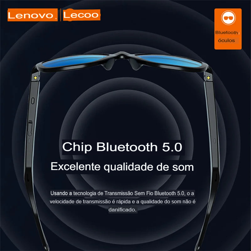 Óculos Smart Inteligente Lenovo C8 - Bluetooth, Música, Microfone e Chamada