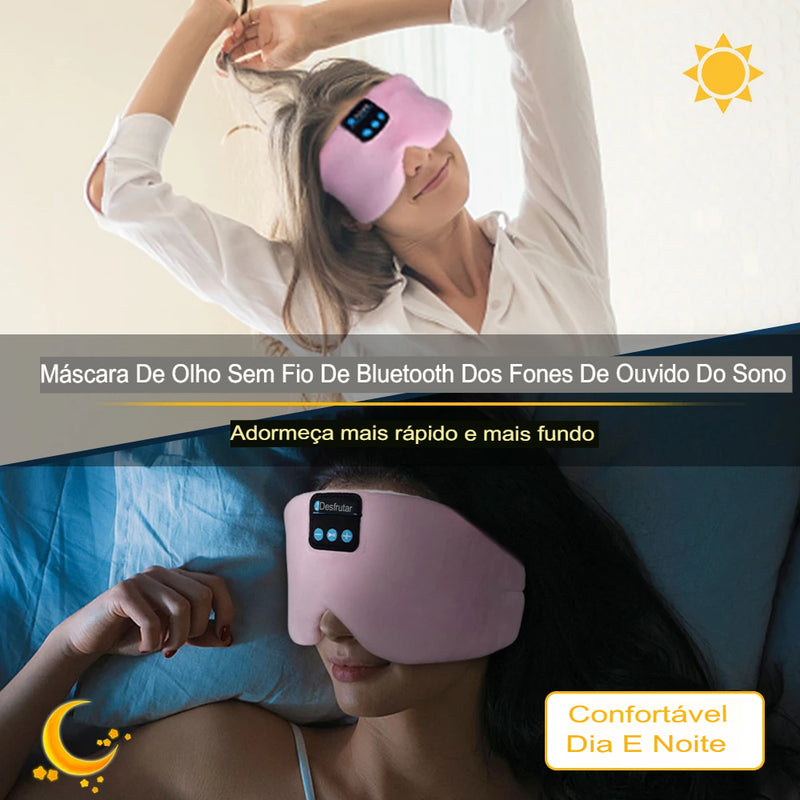 Máscara de sono 3D inteligente - Bluetooth, Fones de Ouvido internos, Blackout