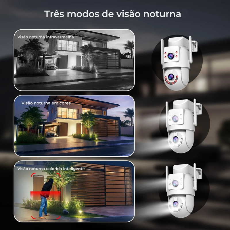 📹 Câmera de Segurança Jooan 4K 8MP Wi-Fi PTZ | Lentes Duplas | Zoom Digital 5X | Visão Noturna Colorida | IP66 à Prova d’Água | Monitoramento Remoto via App