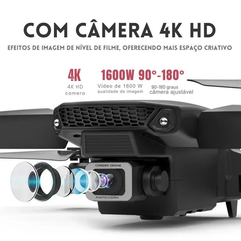 🚀 Drone Profissional E88 Pro 4K – Wide Angle | Câmera HD | WiFi FPV | Dobrável | Retenção de Altura | Controle Remoto | Quadcopter RC