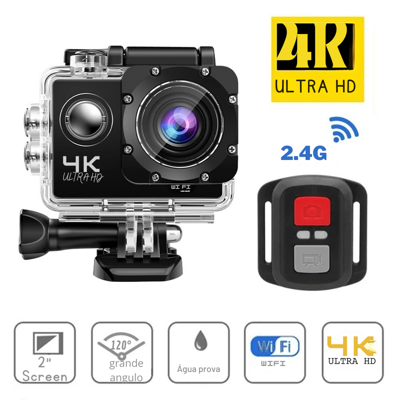 🎥 Câmera Esportiva Wi-Fi à Prova d’Água | 1080P 30FPS | Tela 2.0” | 170º Grande Angular | Mini Action Cam para Esportes Radicais