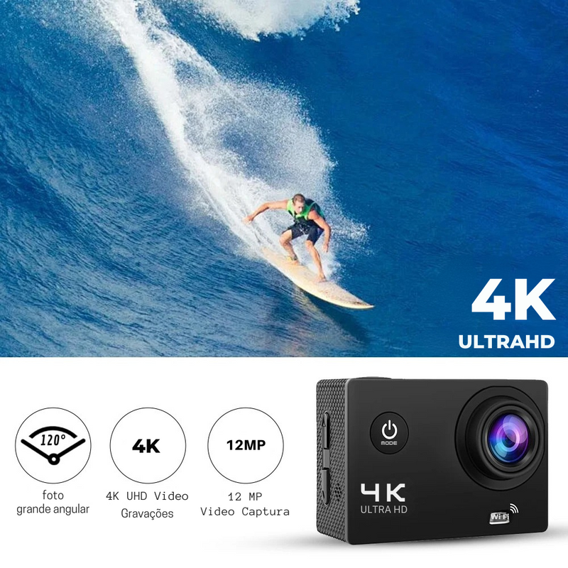 🎥 Câmera Esportiva Wi-Fi à Prova d’Água | 1080P 30FPS | Tela 2.0” | 170º Grande Angular | Mini Action Cam para Esportes Radicais